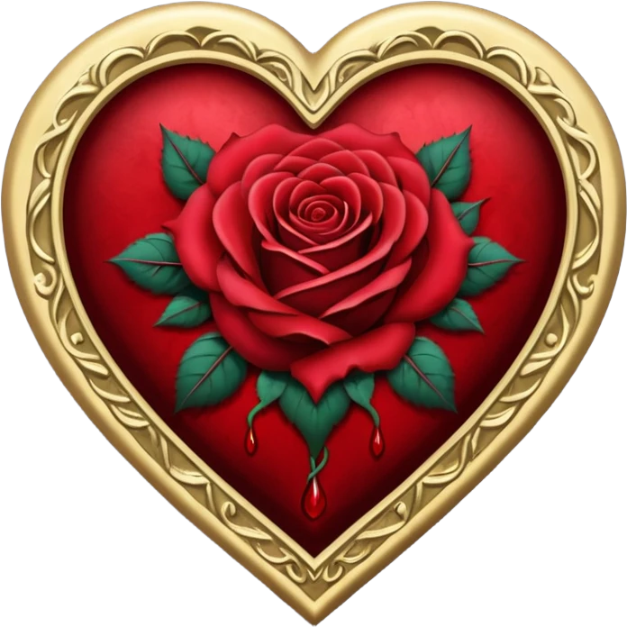 gothic heart with a bleeding rose emoji
