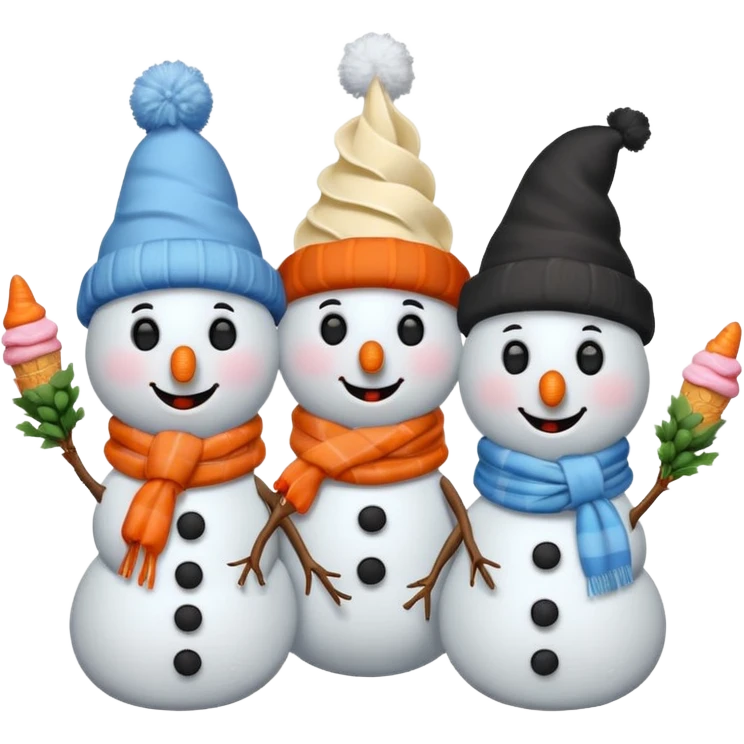 snowmen with ice cream emoji