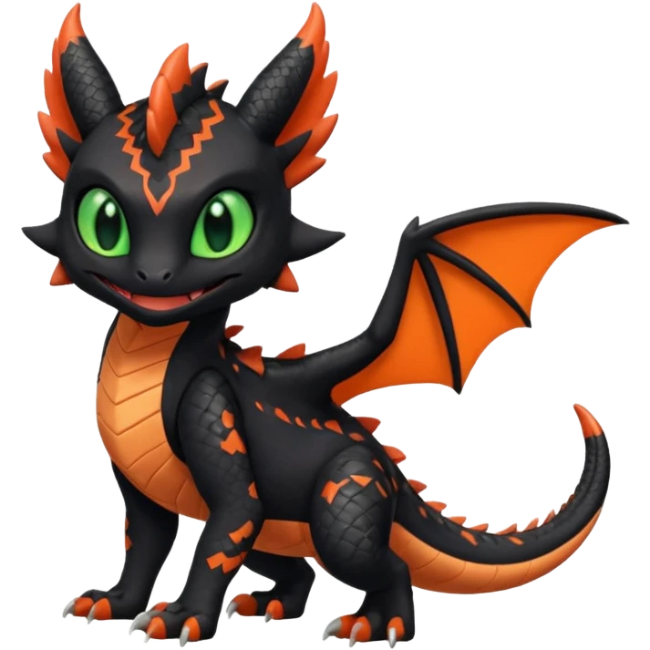 Cute adorable Noivern-Litten-Salandit-Noibat-Toothless-fusion, full body emoji