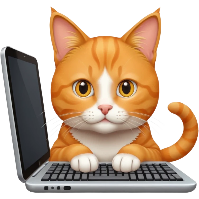 a cat playing on a computer emoji