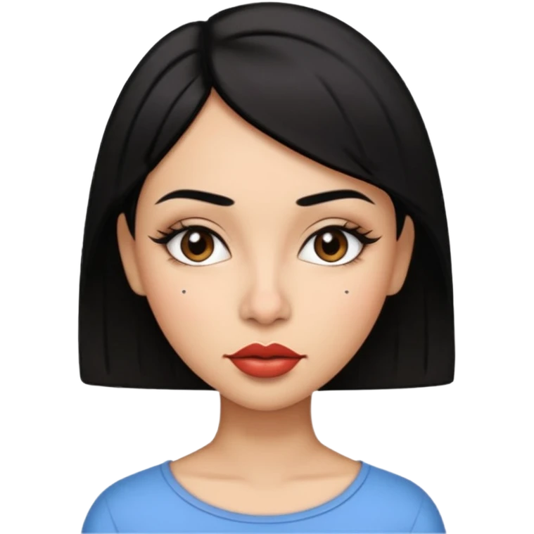 A girl with short straight black hair,big lips and pointy nose with Latina eyebrows  emoji