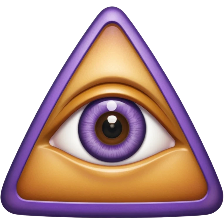 A triangle with a mix of colors as a border and a purple inside with an eye in the middle emoji