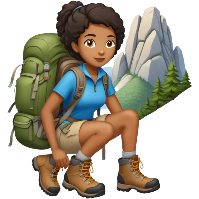 black female hiking emoji