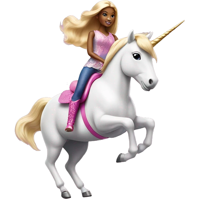 Barbie doll riding a unicorn emoji
