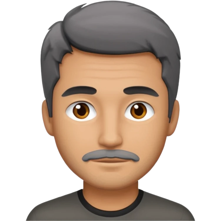 some stubble grey and black hair man bigger build, emoji