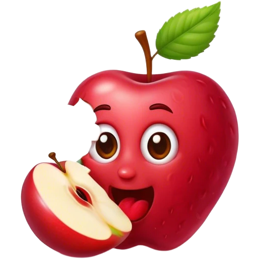 A raspberry eats an apple emoji