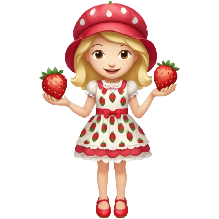 pretty and cute realistic modern day strawberry shortcake full body with red shoes emoji emoji