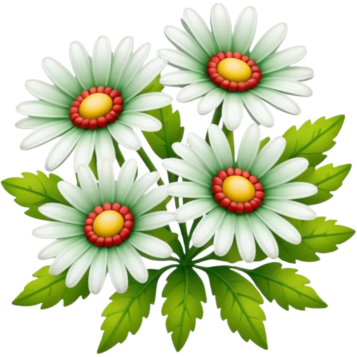 Green, red, yellow and white daisies emoji