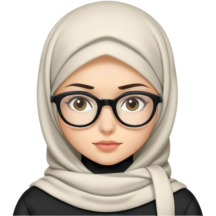 White girl With a hijab and a black Hoodie and big glasses  emoji