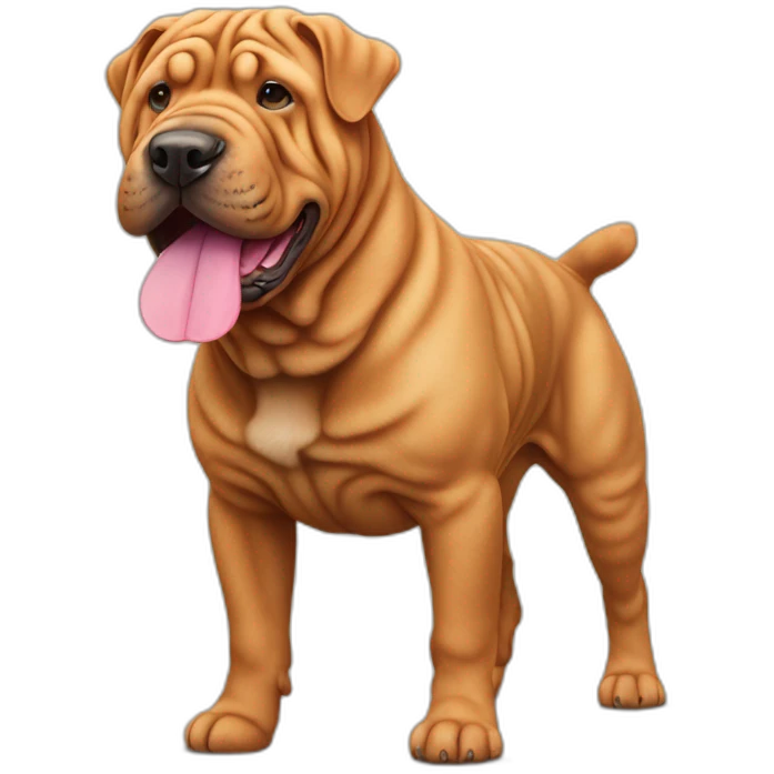 Red Shar-pei dog with pink nose, full body emoji