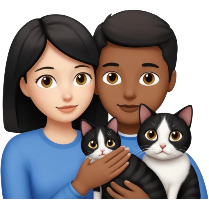 Casal com gato preto com branco emoji