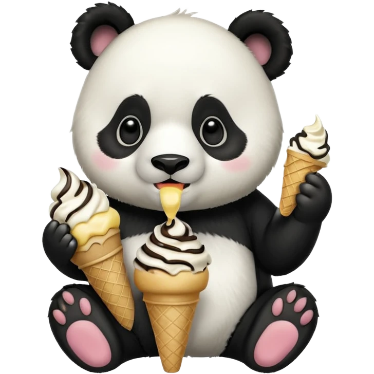Panda eating ice cream emoji