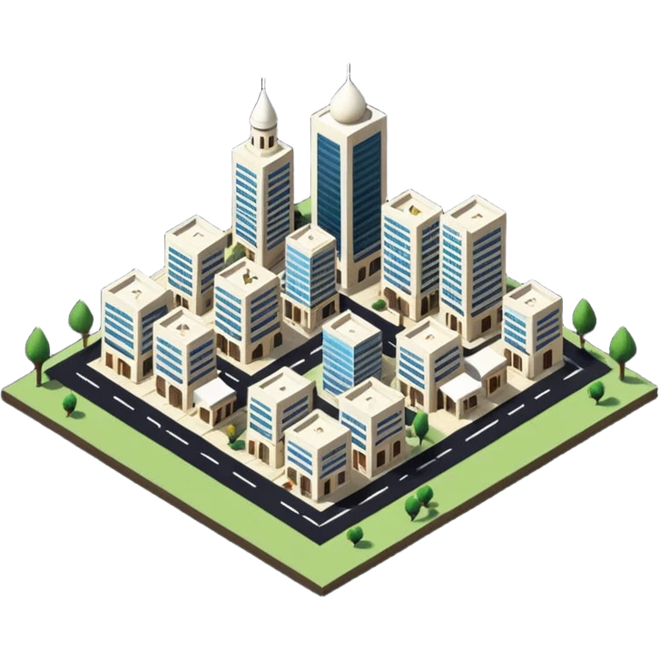 little city and many, small, ordinary, simple, home, Iranian-style, 1980, isometric emoji