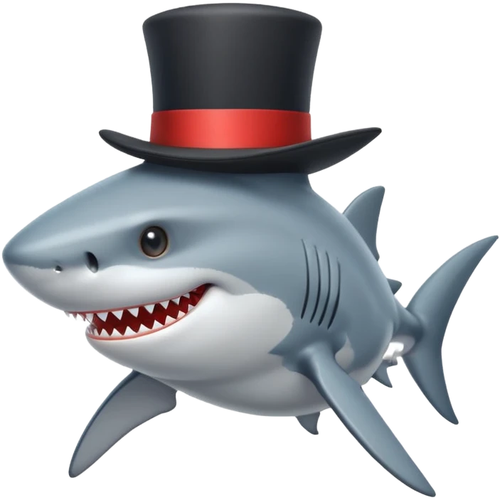 Shark with a top hat emoji