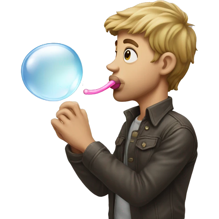 White man blowing bubble gum emoji