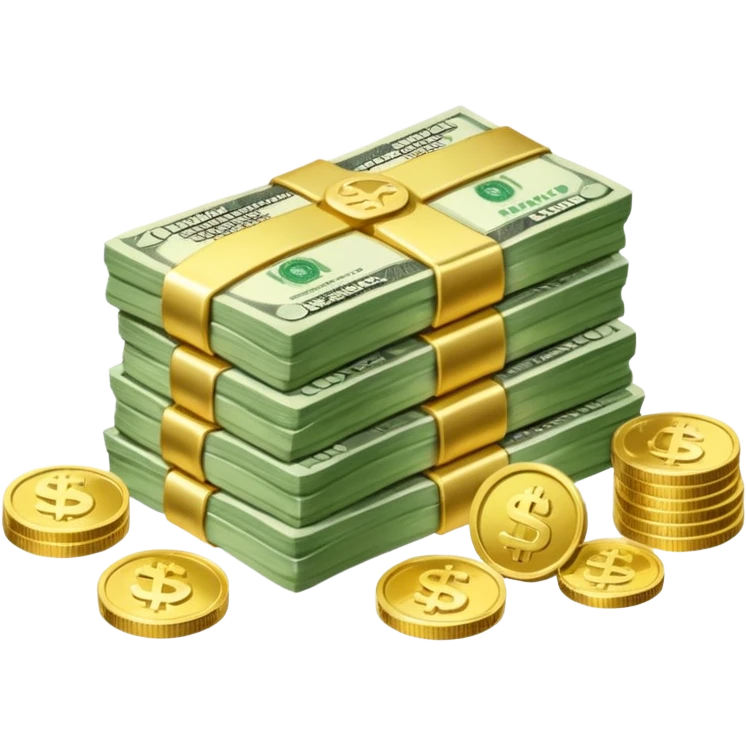 a lot of money and a small amount of money emoji