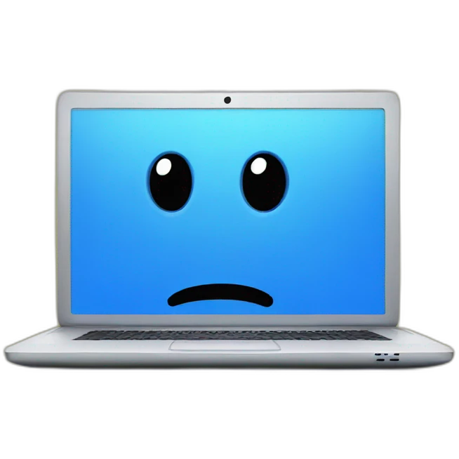 laptop with blue screen emoji
