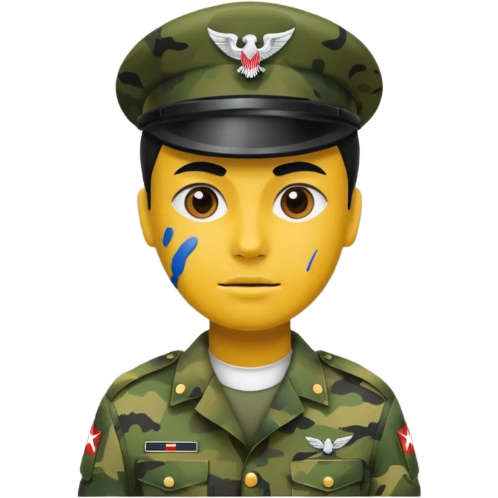 A soldier that there face is paint like camouflage like the army uniform emoji