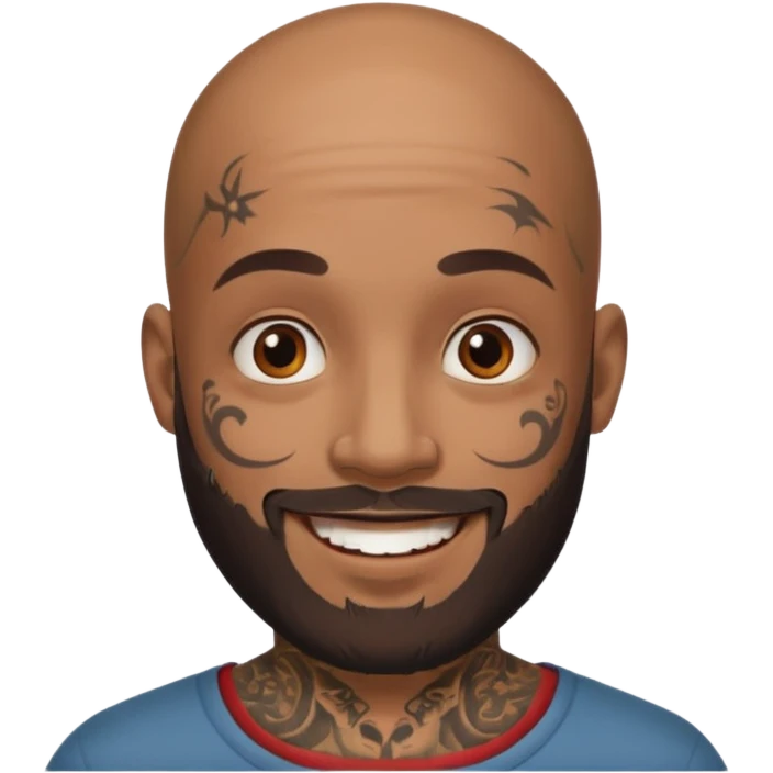 bald bearded man with face tattoo emoji