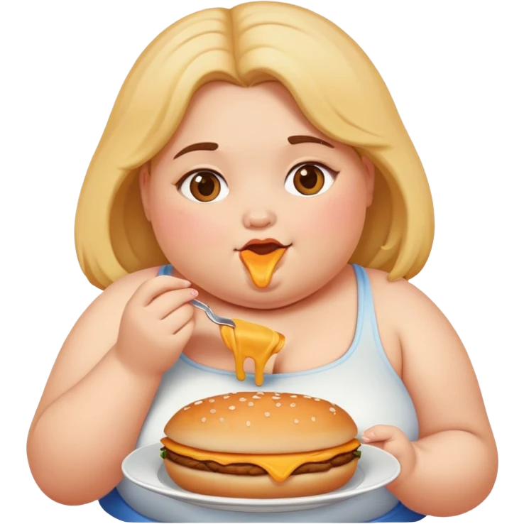 Fat girl eating food  emoji