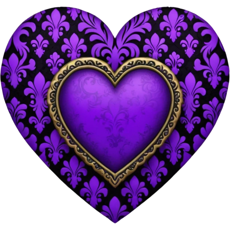 goth heart with purple and black damask pattern emoji