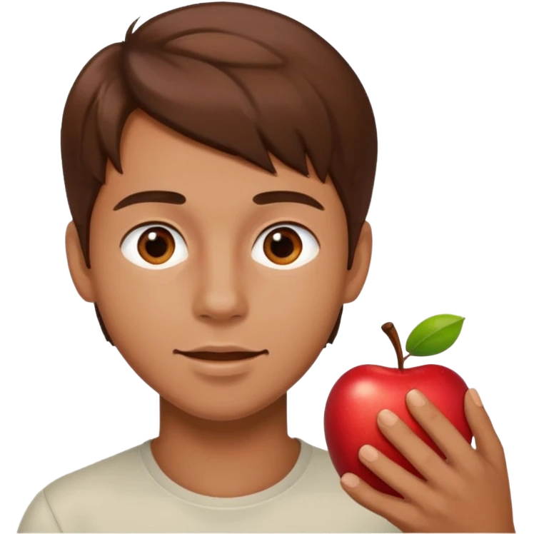 I want you to create an emoji of a SPANISH sergeant,  He should be a young guy with brown hair, brown eyes, his skin color like he’s tan and he’s eating an apple  emoji