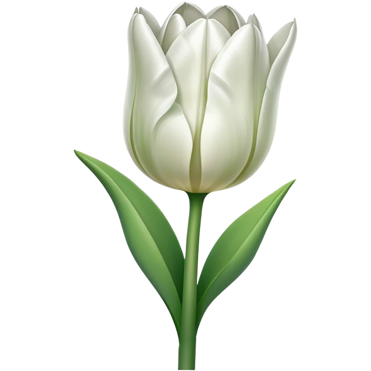single White Green Tulip, straight stem emoji