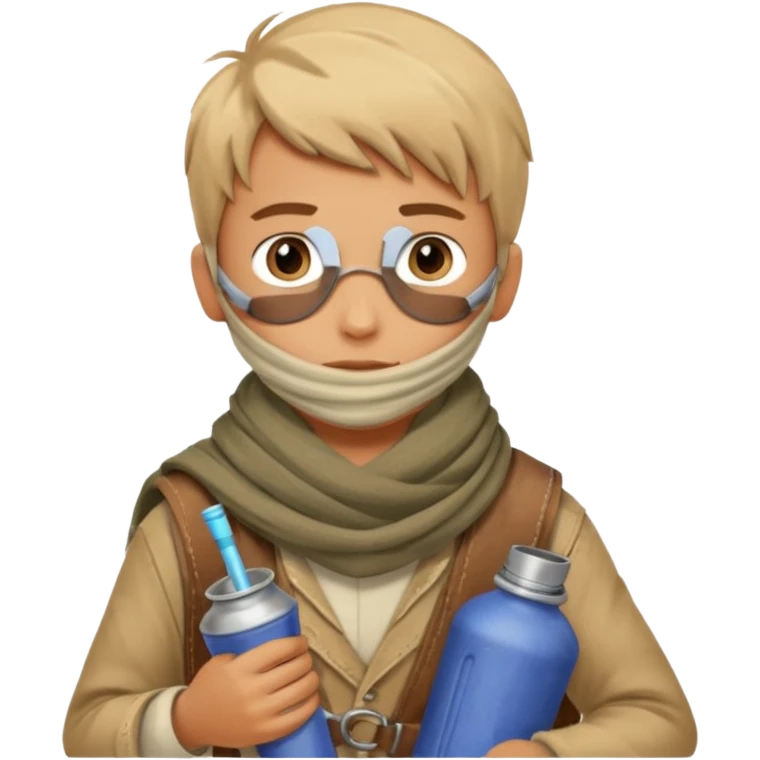 Boy + scarf + canteen,Desert Nomads. emoji