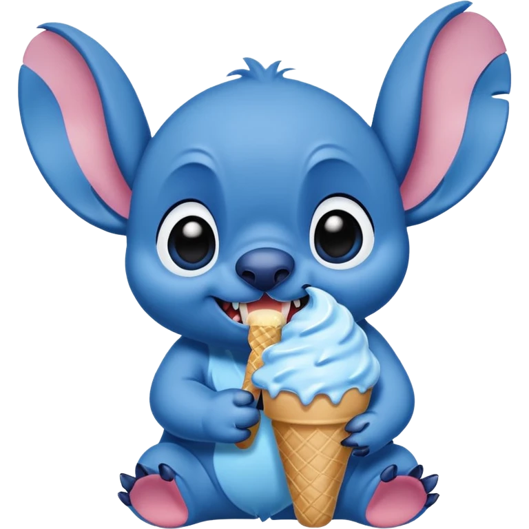 Stitch the blue alien from Lilo & Stitch eating ice cream emoji