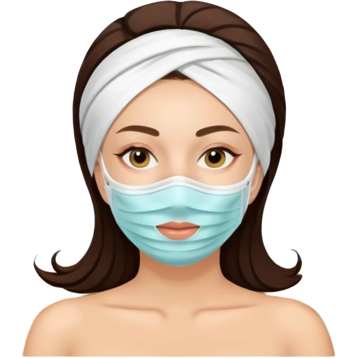 Lady with face mask spa beauty full face relaxing emoji