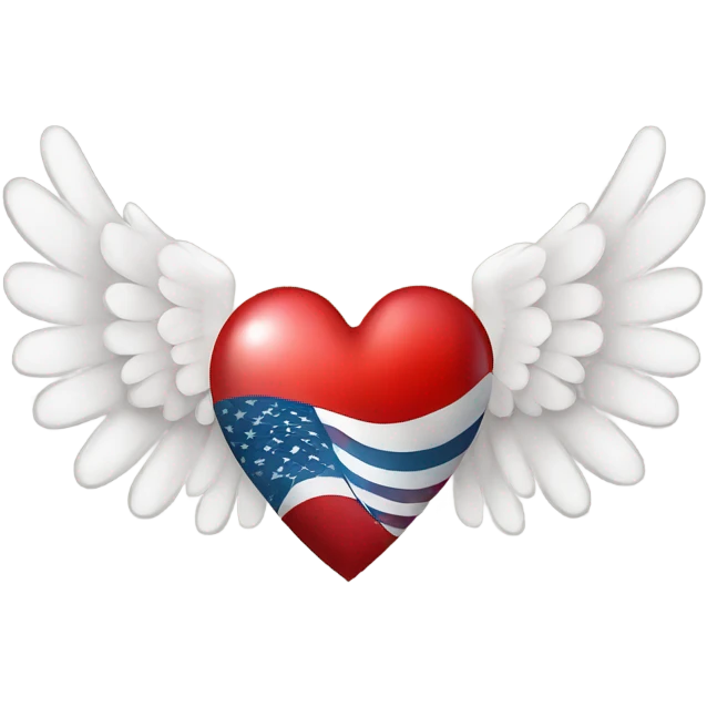 Red heart with angel wings and usa flag emoji