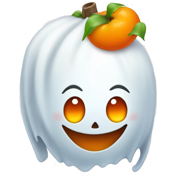 happy ghost with an orange bow on the head emoji