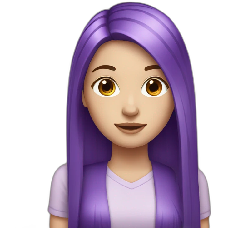 white girl with long straight purple hair emoji
