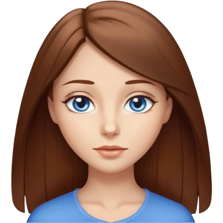 Femme brune cheveux long raide yeux bleus en amande emoji