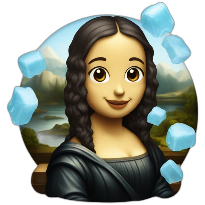 Cute Mona Lisa eating ice emoji