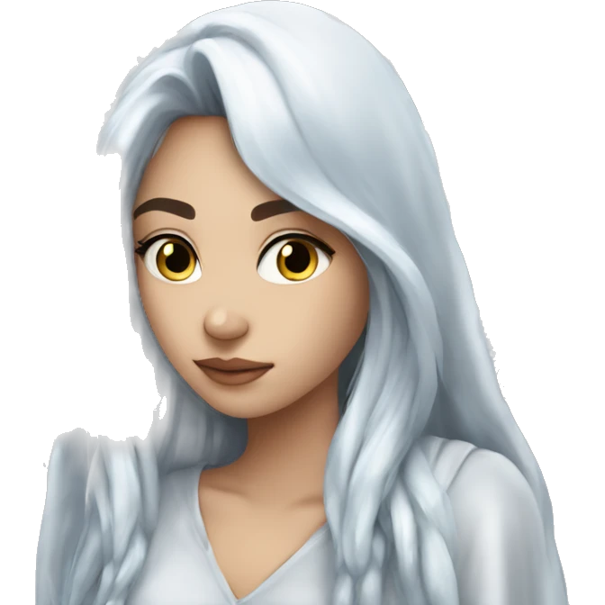 big wings, hood, silver, icy ,snowflake, Beautiful, fairy, long hair emoji