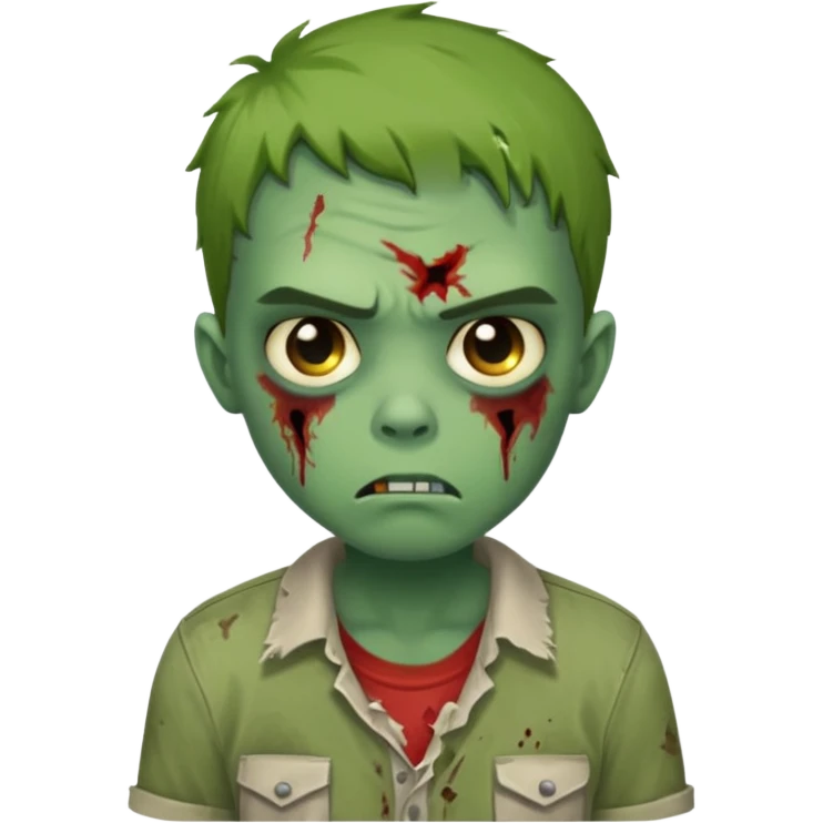 a super cute zombie green with shirt, look sad but not danger

 emoji