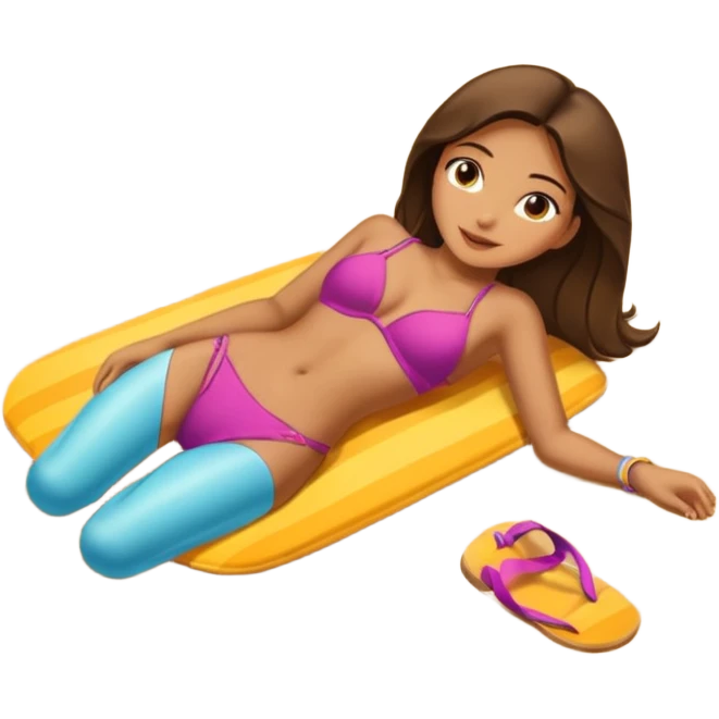 crie uma praia, com uma menina deitada numa tanga, na areia emoji