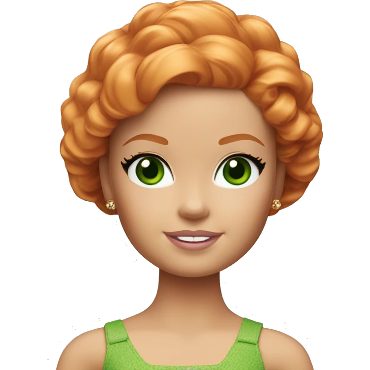 barbie doll ginger hair and green eyes emoji