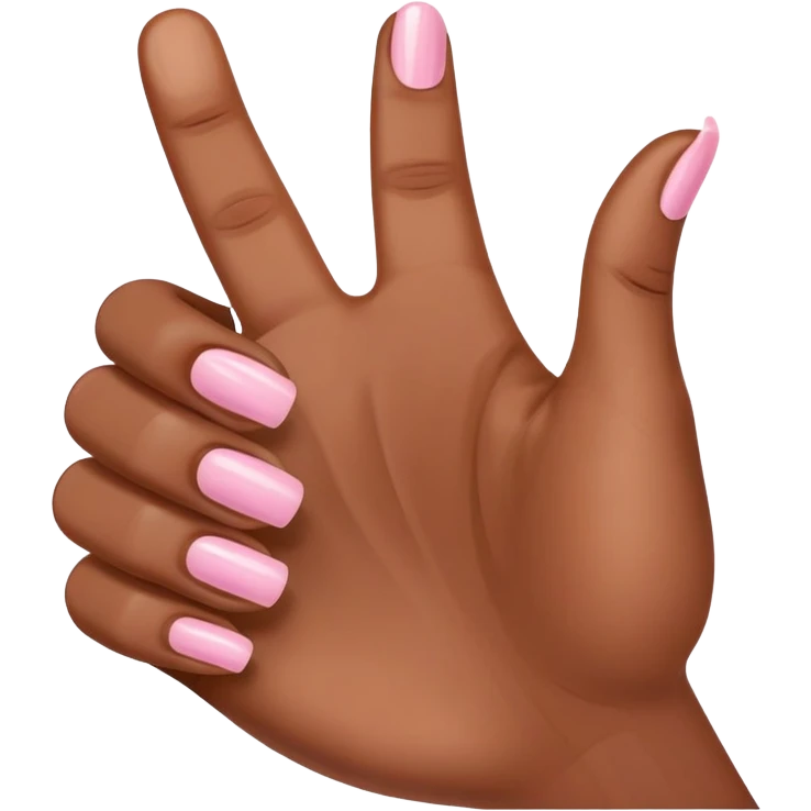 Medium brown skin hand thumbs up with light pink painted fingernail polish  emoji