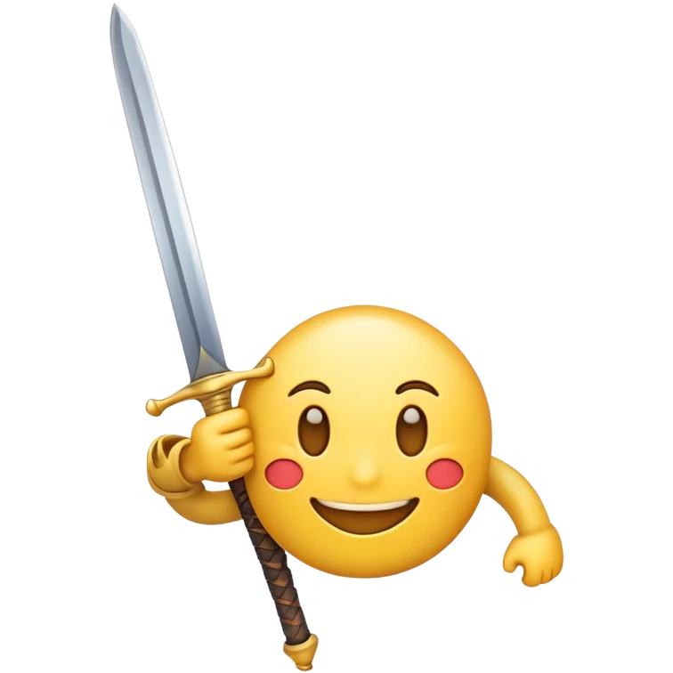 smiling emoji face holding a sword emoji