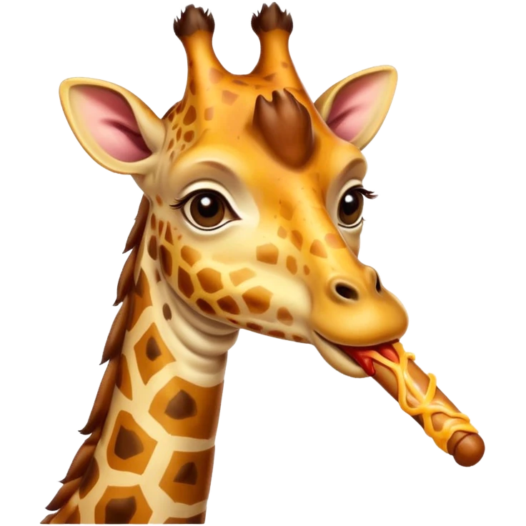 Giraffe eats hotdog emoji