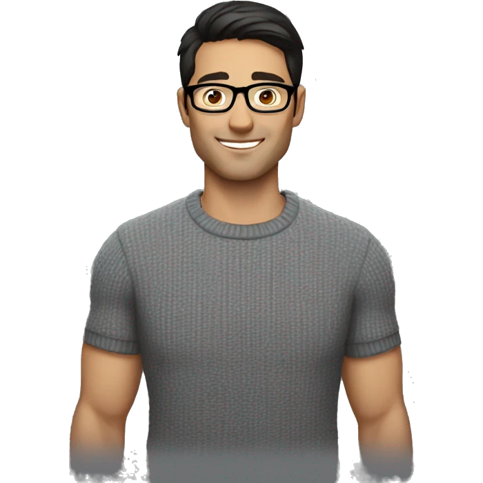 handsome dark haired man with glasses wearing a pulover emoji