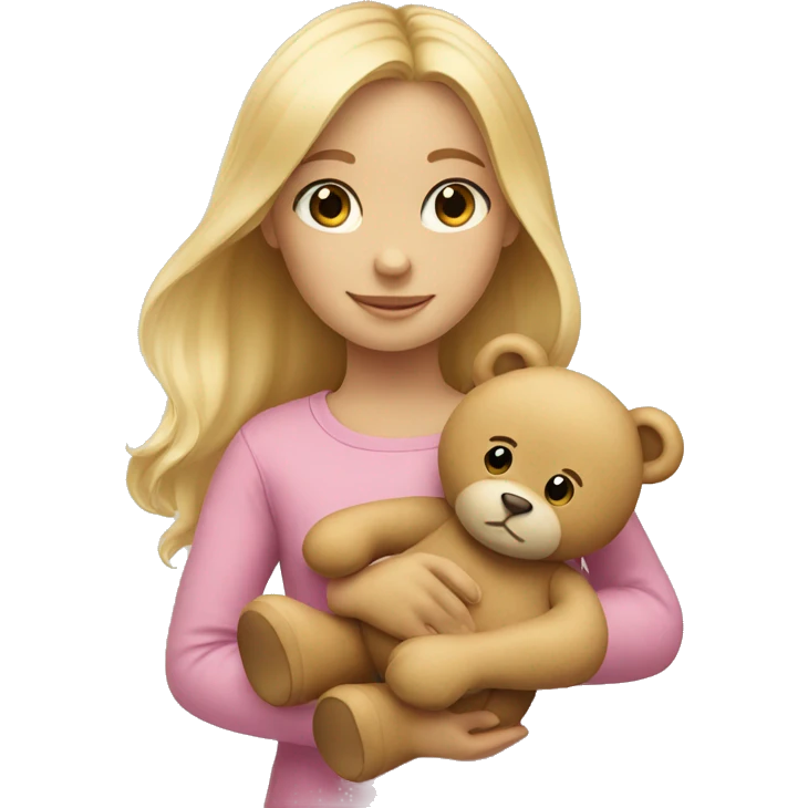 Little Blonde girl holding a teddy bear emoji