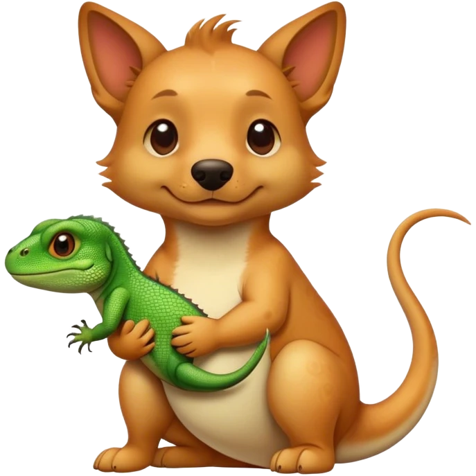Dog holding lizard emoji