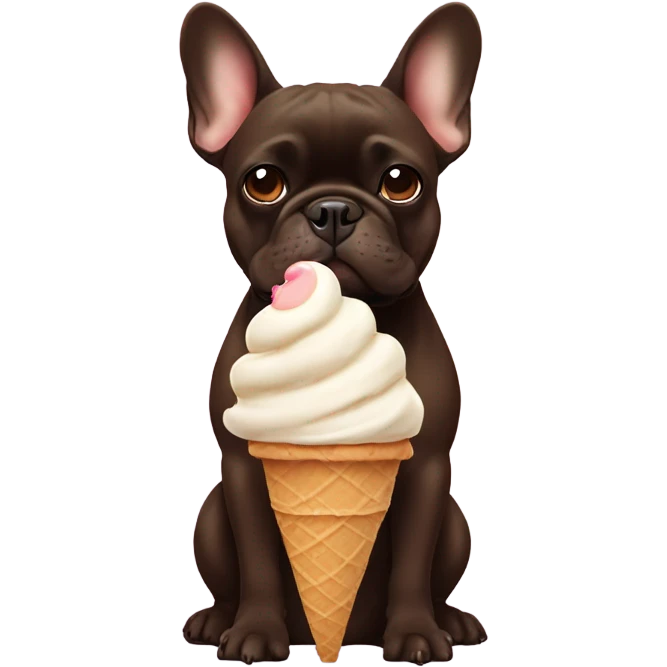  dark brown french bulldog with ice cream emoji