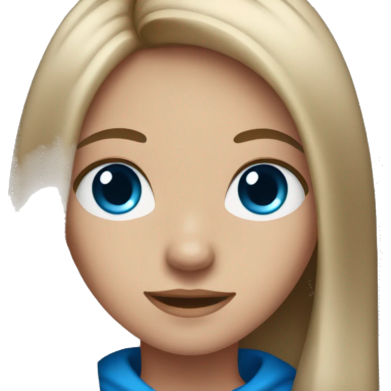 teenage girl with long straight brown hair and blue eyes emoji