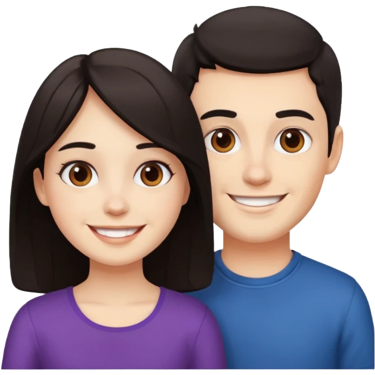 Brother ans sister, white skin, dark hair emoji