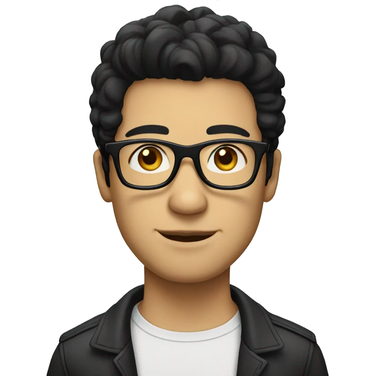 man in glasses black hair, white skin emoji