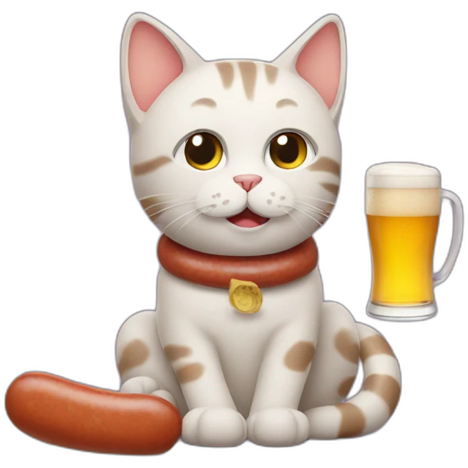 Cat with beer and sausage emoji